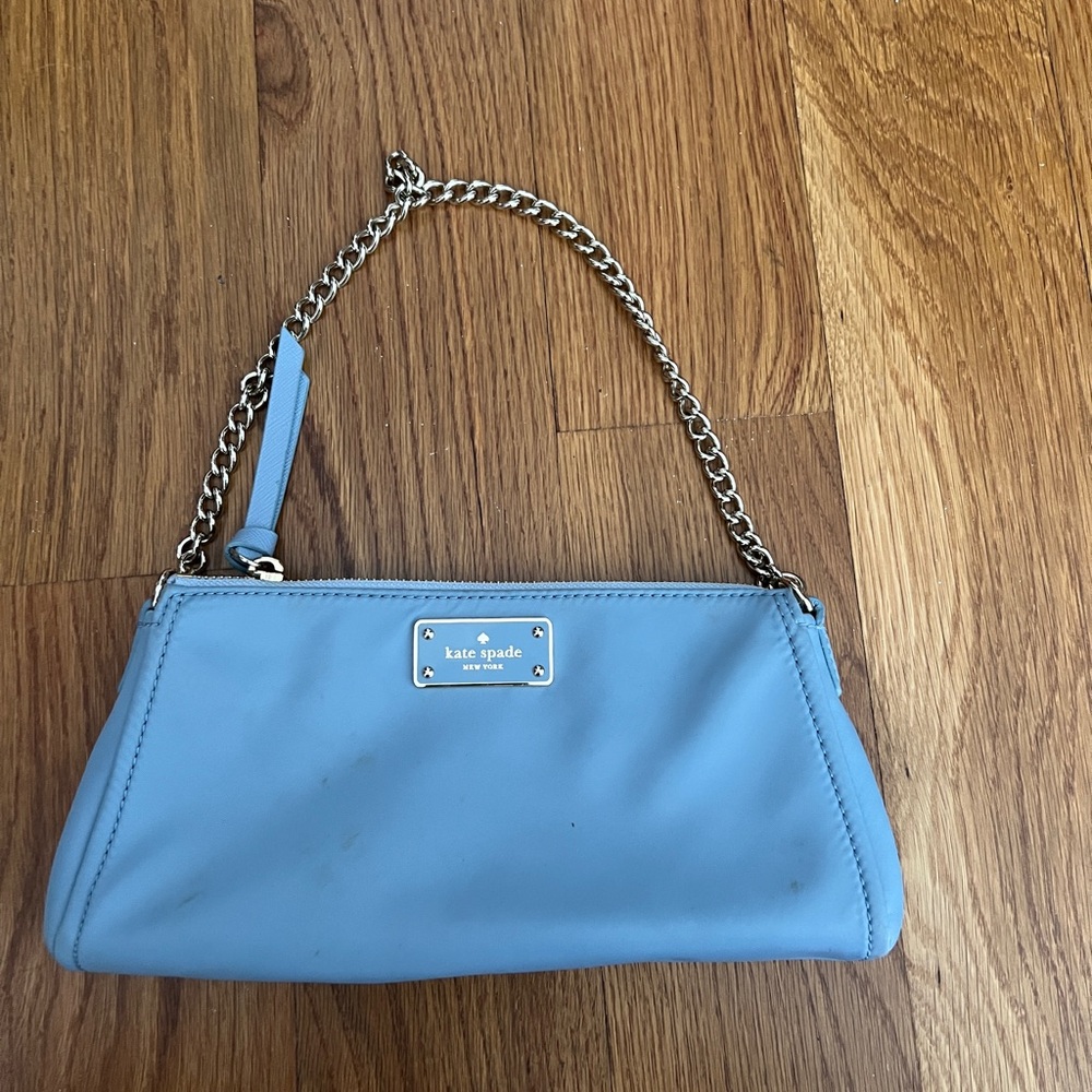 Kate Spade Blue Clutch with Silver Chain